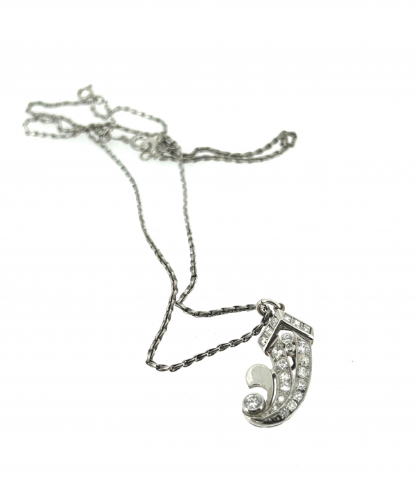 18ct Diamond Art Deco Necklace. - Image 3