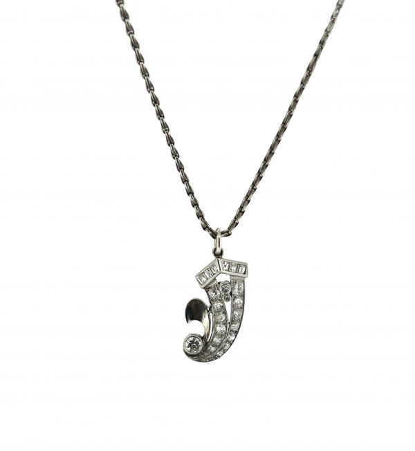 18ct Diamond Art Deco Necklace.