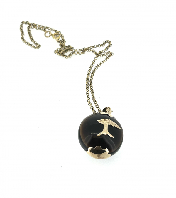 9ct Gold Edwardian Kukui Nut Pendant - Image 4