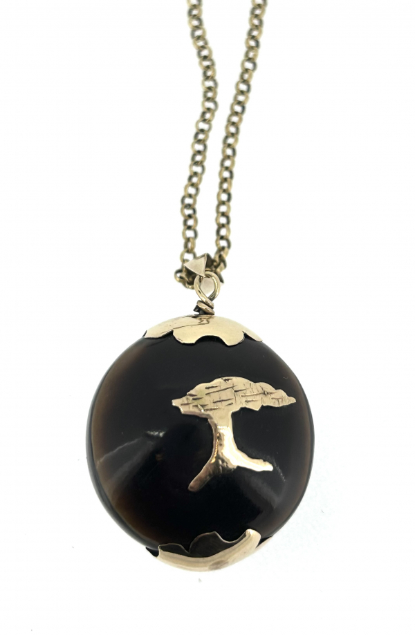 9ct Gold Edwardian Kukui Nut Pendant - Image 3