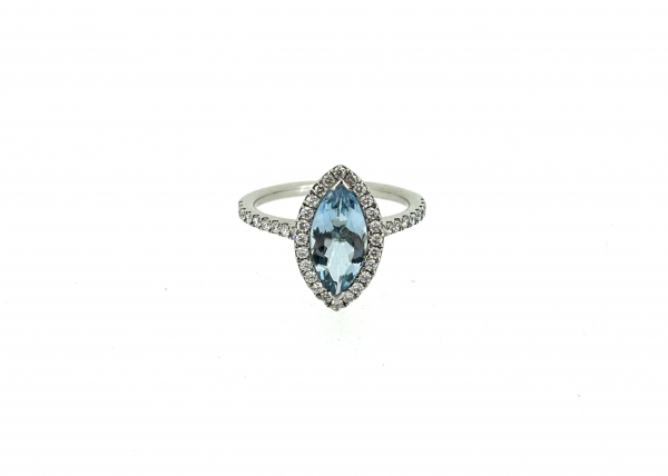Platinum, Aquamarine & Diamond Ring