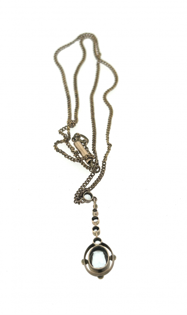 15ct Edwardian Aquamarine & Seed Pearl Pendant. - Image 4