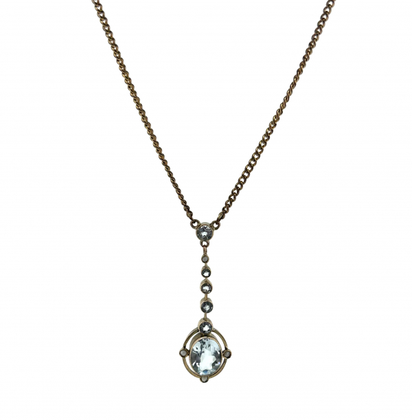 15ct Edwardian Aquamarine & Seed Pearl Pendant. - Image 3