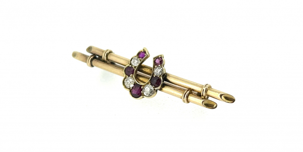 18ct Gold, Ruby & Diamond Victorian Brooch.