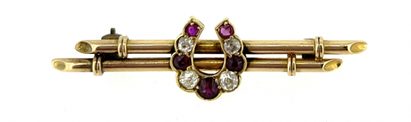 18ct Gold, Ruby & Diamond Victorian Brooch. - Image 2