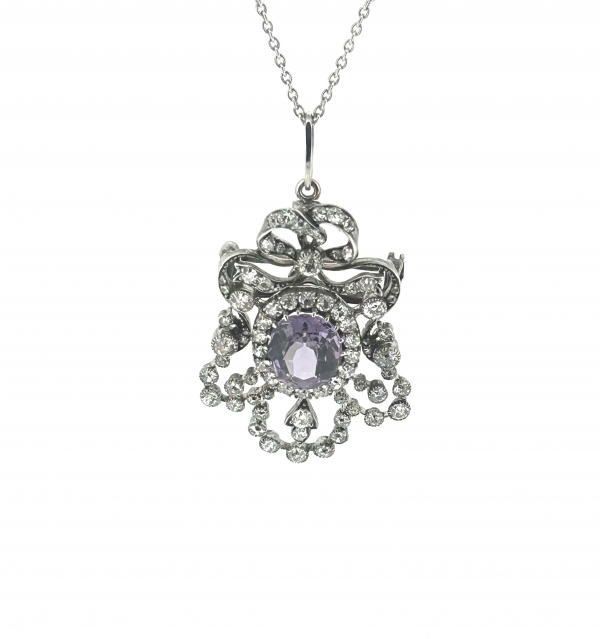 Platinum, Diamonds & Purple Spinel Art Deco Necklace.