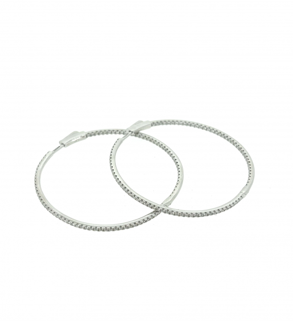 18ct & Diamond Hoop Earrings. - Image 3