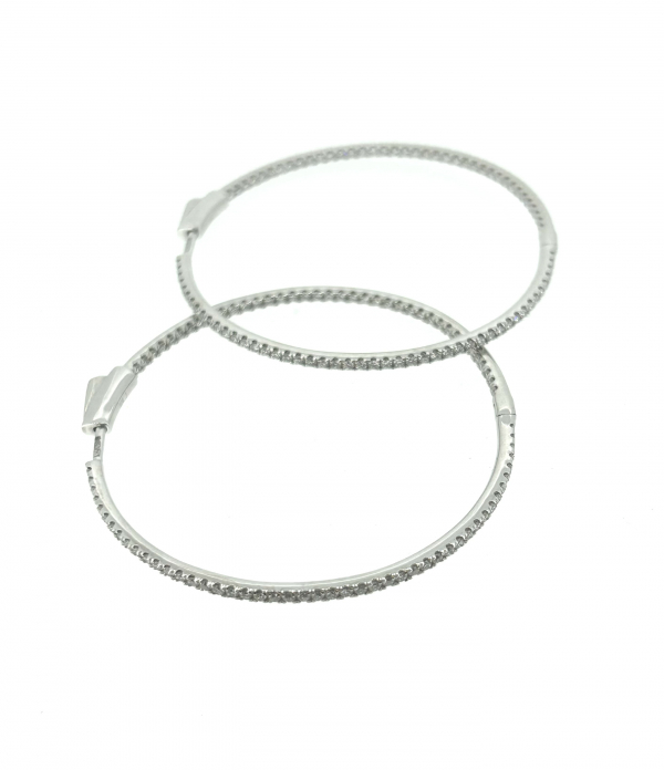 18ct & Diamond Hoop Earrings. - Image 4