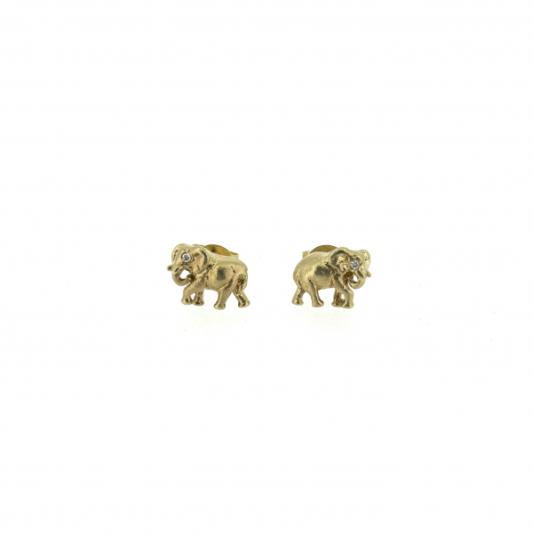 9ct & Diamond Elephant Earrings - Image 2