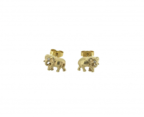 9ct & Diamond Elephant Earrings