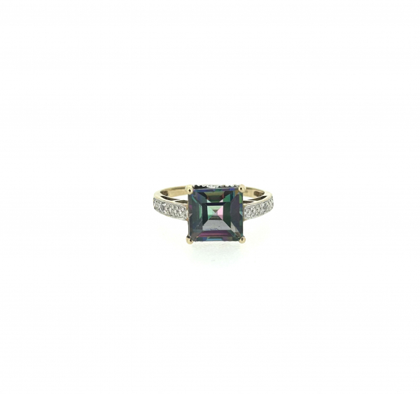 9ct Mystic Topaz & Diamond Ring