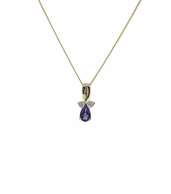 9ct Amethyst & Diamond Necklace
