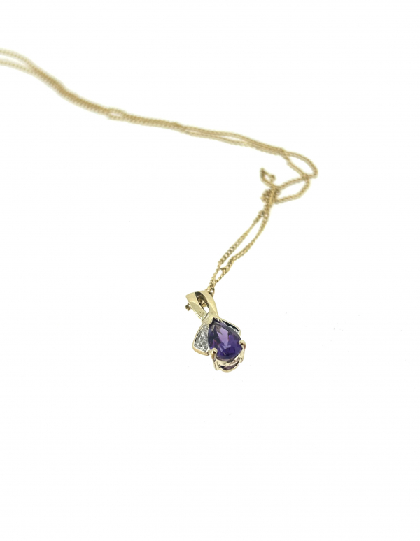 9ct Amethyst & Diamond Necklace - Image 3