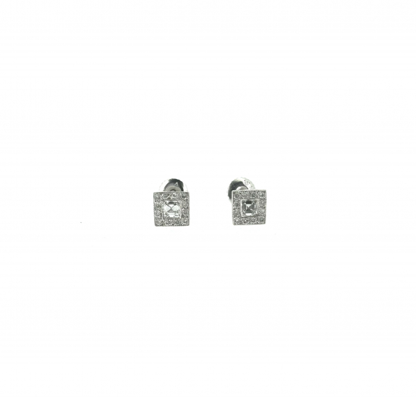 18ct Asher Cut & Diamond Earrings.