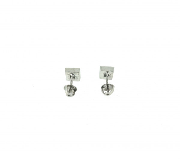 18ct Asher Cut & Diamond Earrings. - Image 4