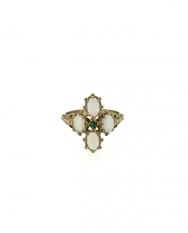 9ct Opal & Emerald Ring