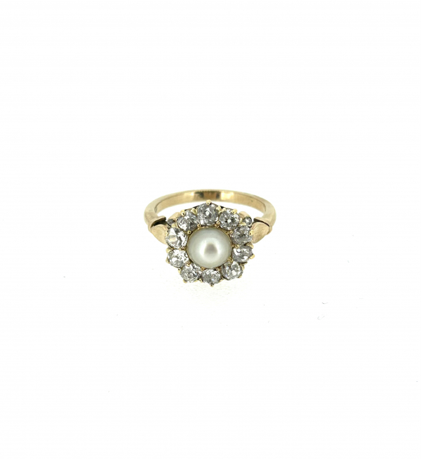 18ct Pearl & Diamond Art Deco Ring. - Image 3