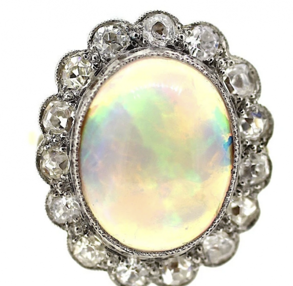 Art Deco Opal & Diamond Ring