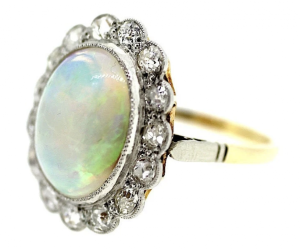 Art Deco Opal & Diamond Ring - Image 3