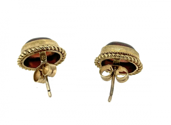 9ct Yellow Gold & Amber Earrings - Image 4