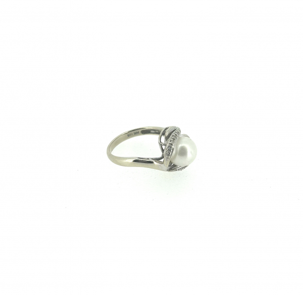 14ct Cultured Pearl & Diamond Ring - Image 3
