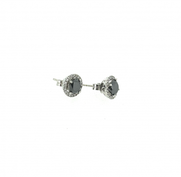 18ct 1ct Black Diamond Earrings - Image 3