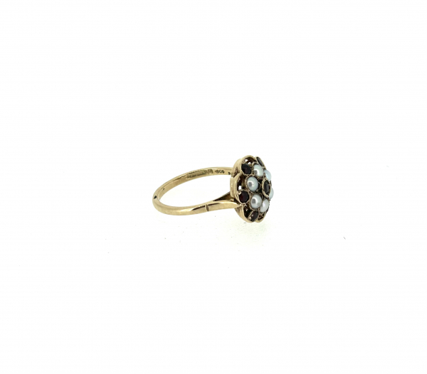 9ct Garnet & Seed Pearl Ring. - Image 3