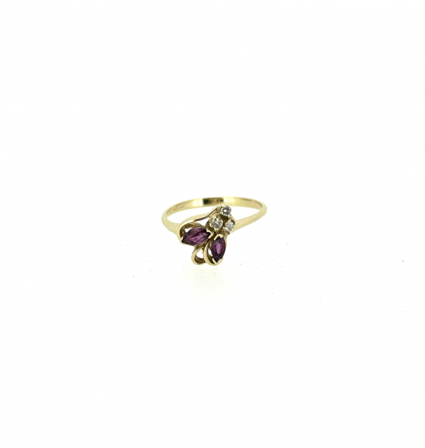 14ct Rubalite & Diamond Ring