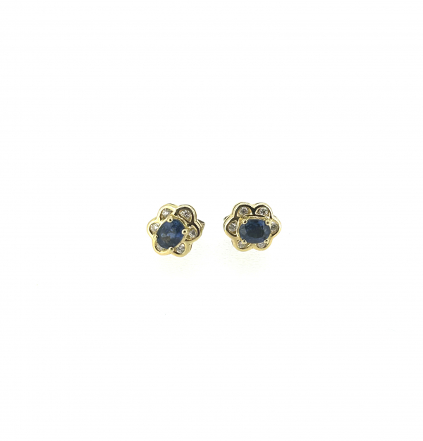 18ct Gold, Diamond & Sapphire stud Earrings