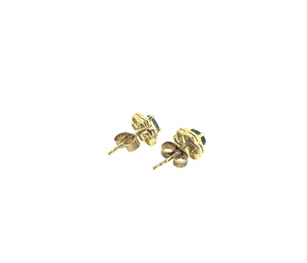 18ct Gold, Diamond & Sapphire stud Earrings - Image 4