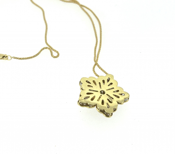 18ct Yellow Gold, Emerald & Diamond Flower Necklace - Image 4