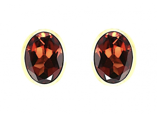 9ct Garnet Oval Stud Earrings