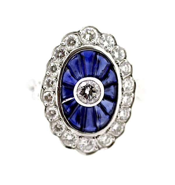 18ct Art Deco, Sapphire and Diamond Ring