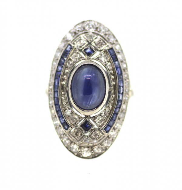 18ct Art Deco Sapphire & Diamond Ring