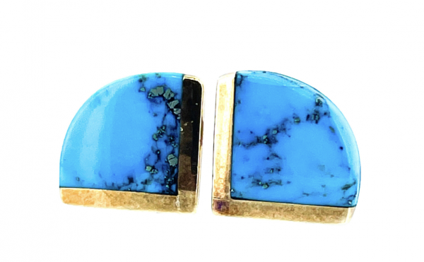 9ct Gold & Turquoise Earrings - Image 2