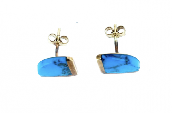 9ct Gold & Turquoise Earrings - Image 4