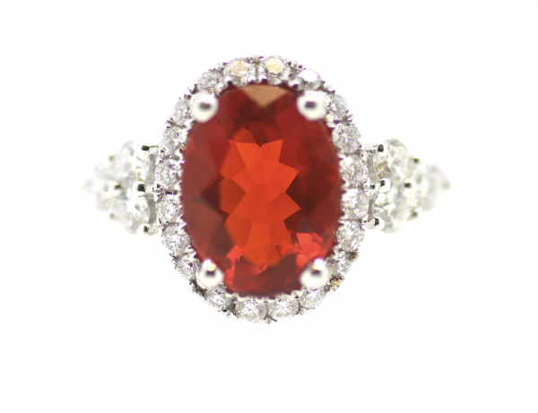 18ct Fire Opal & Diamond Ring