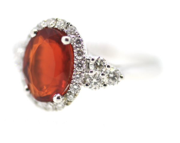 18ct Fire Opal & Diamond Ring - Image 4