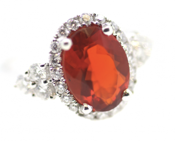 18ct Fire Opal & Diamond Ring - Image 5