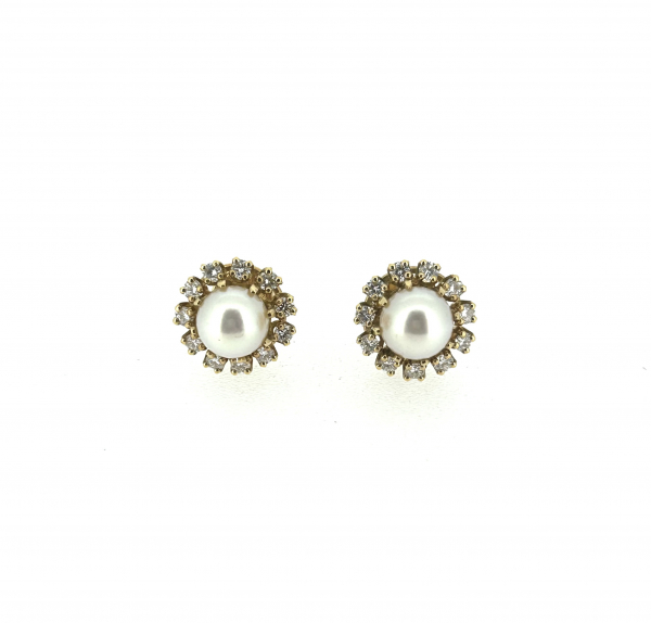 18ct Pearl & Diamond Earrings