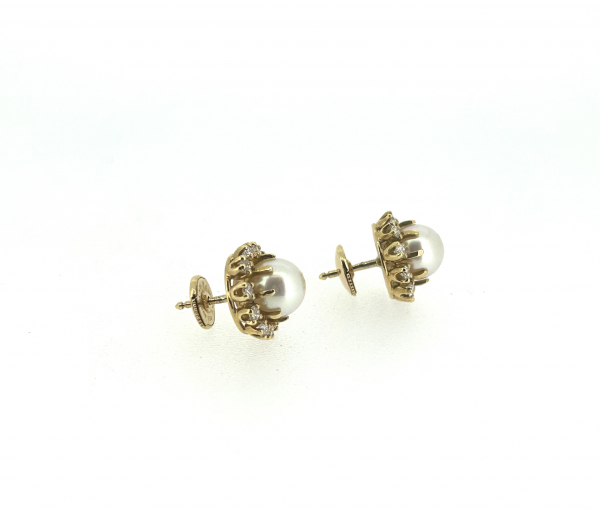 18ct Pearl & Diamond Earrings - Image 3