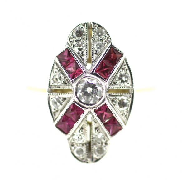 18ct Art Deco Ruby & Diamond Ring