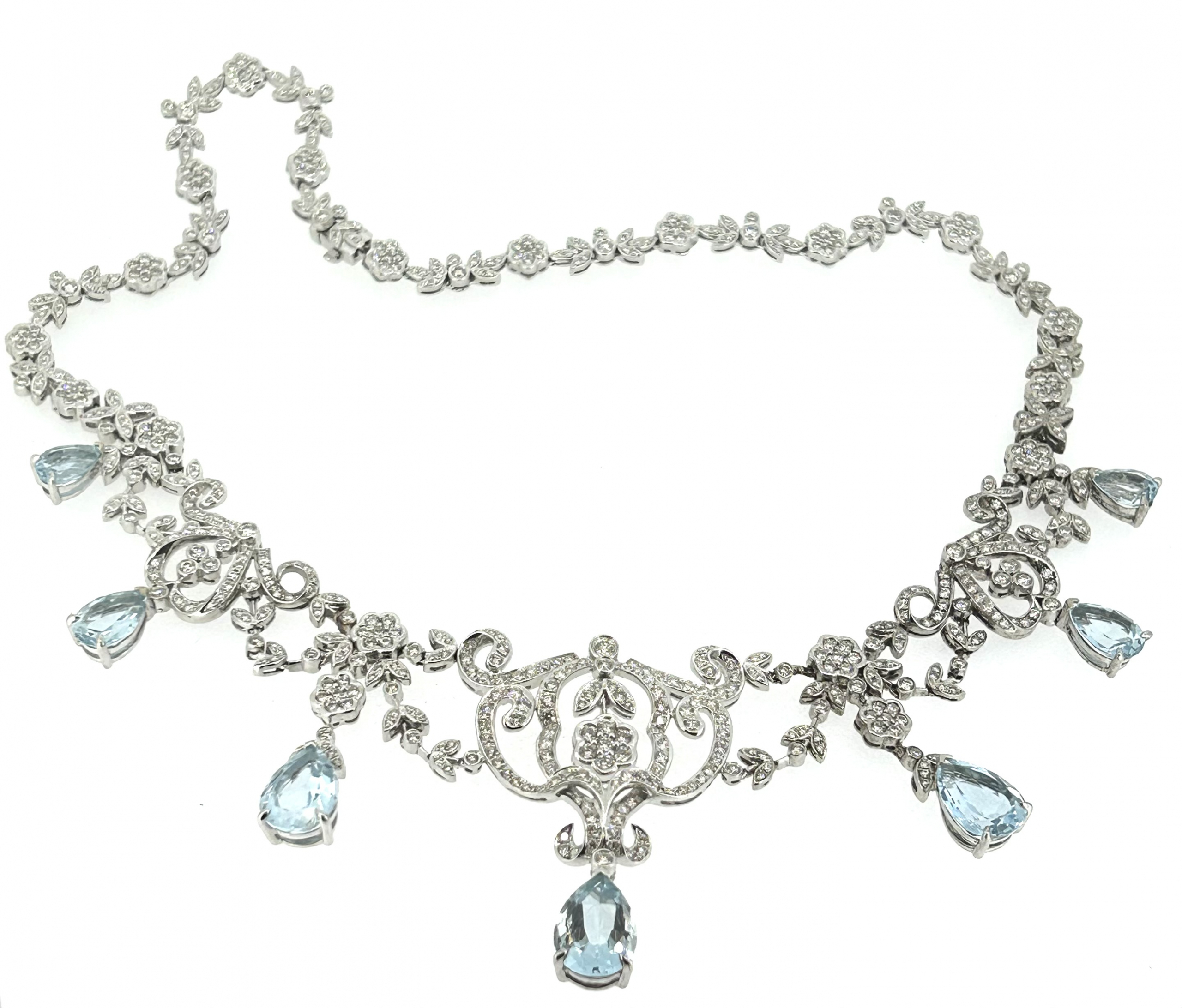18ct White Gold, Aquamarine & Diamond Necklace - Image 2