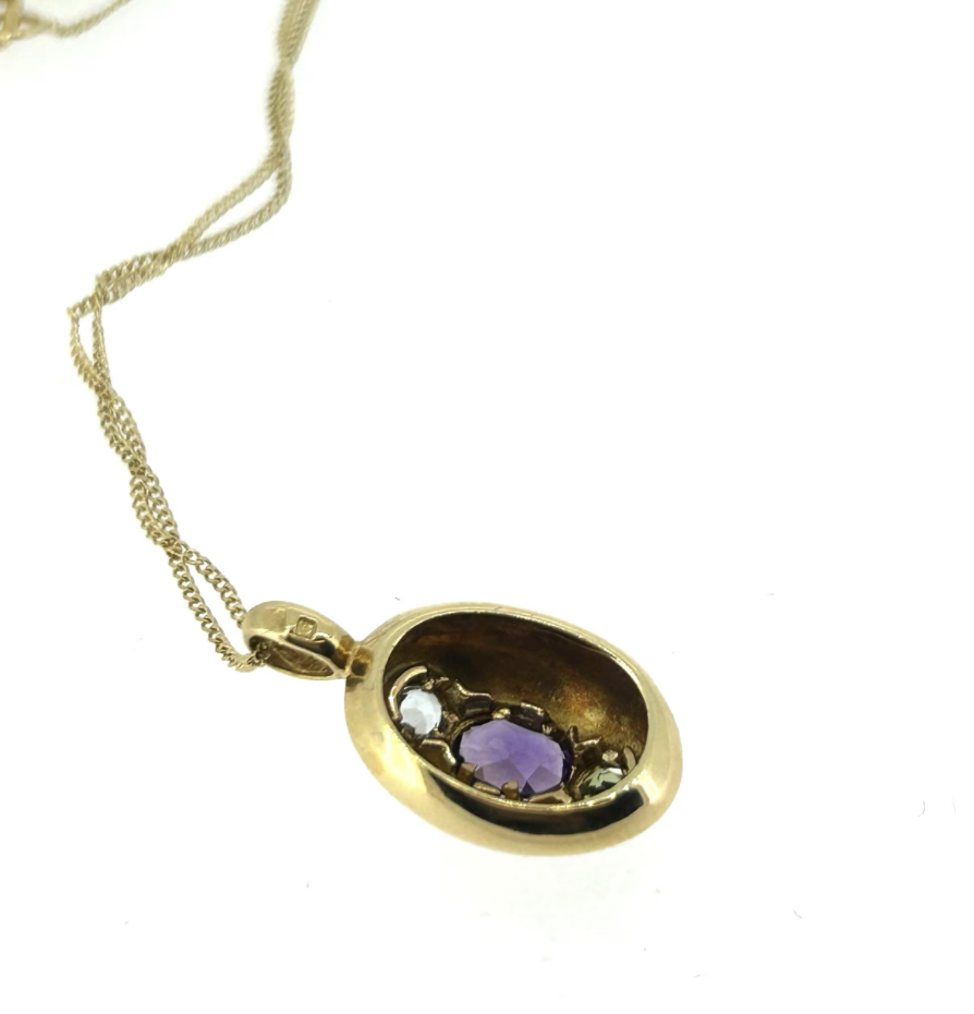 18ct Yellow Gold, Aquamarine, Amethyst and Peridot Necklace - Image 4