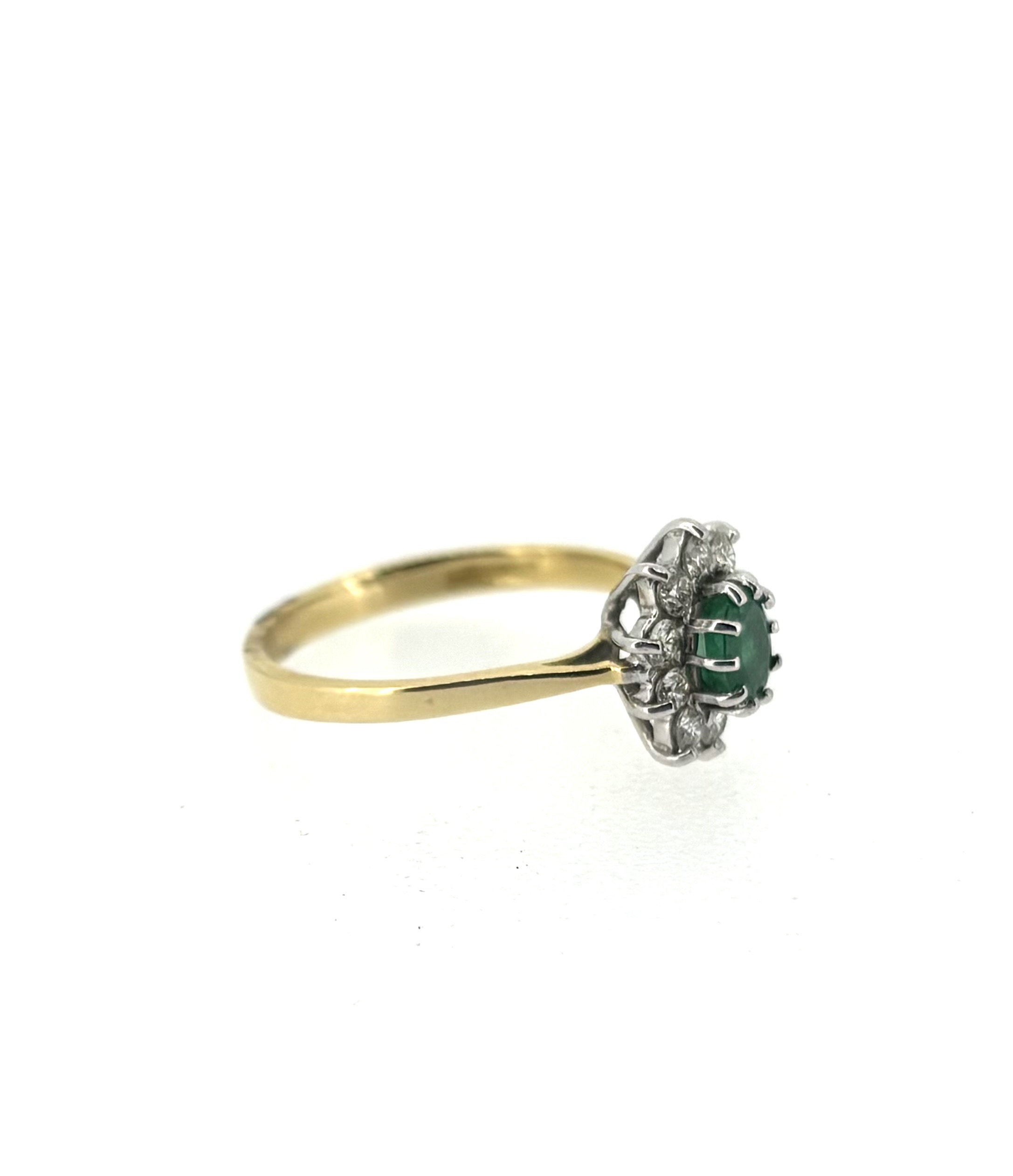 18ct Gold, Emerald & 0.50ct Diamond Ring - Image 3