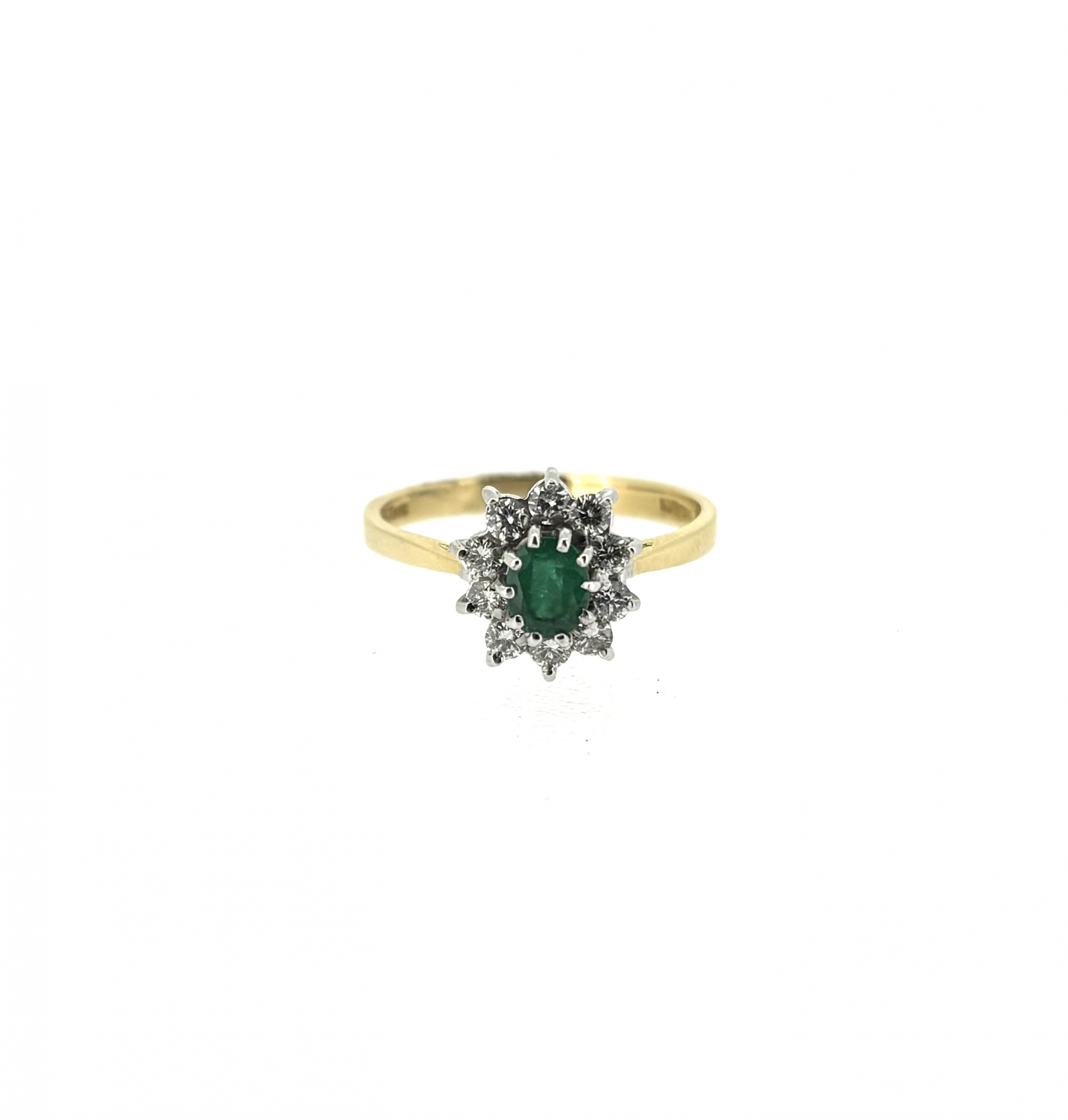 18ct Gold, Emerald & 0.50ct Diamond Ring