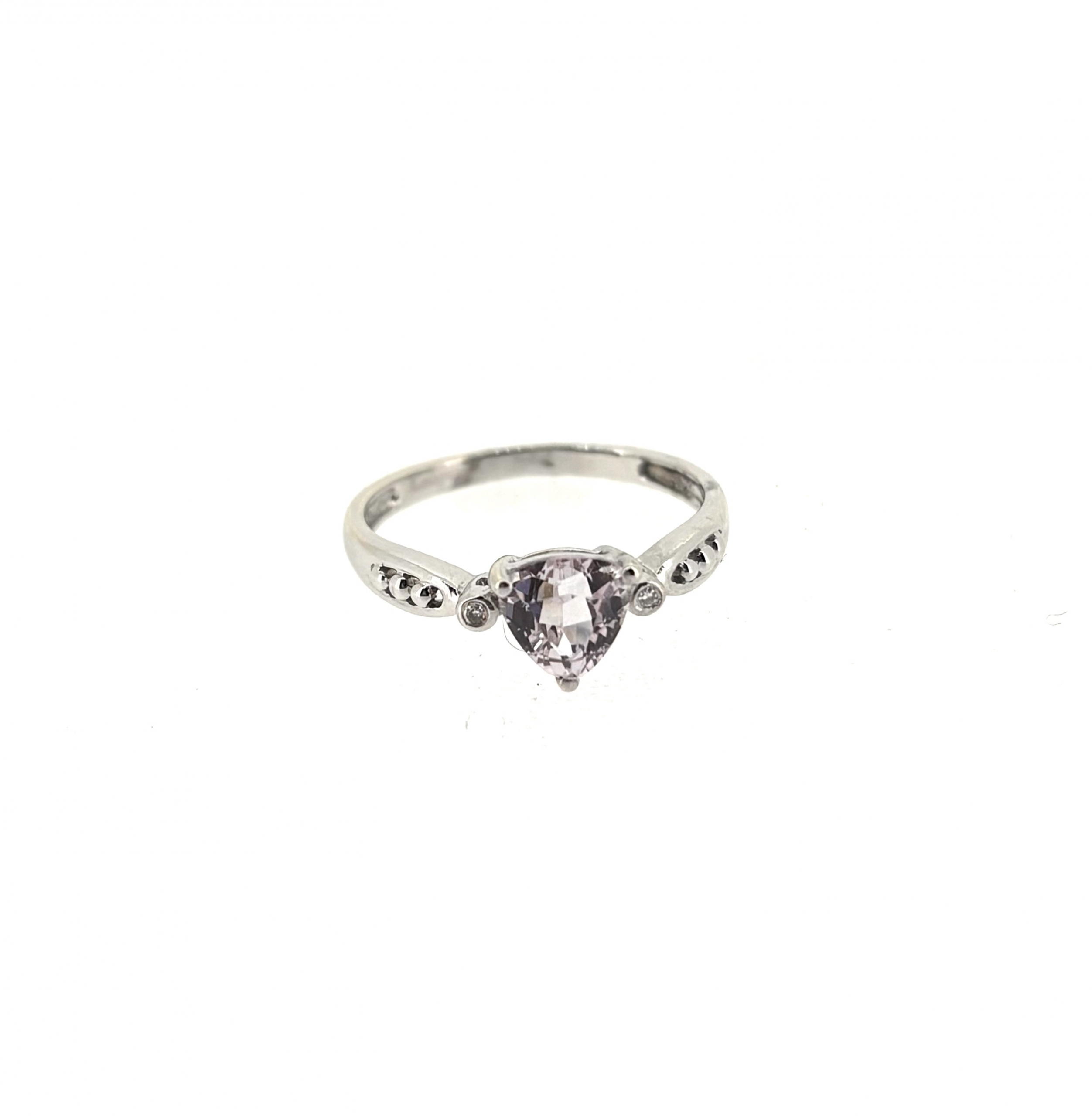 9ct Gold, pink Amethyst & Diamond Ring